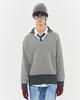 Beullusseonpeullawo Merino Wool Striped Half Knit Zip-Up - Gray