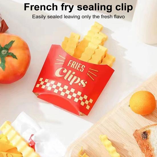 12Pcs Sealing Clips for Plastic Bags French Fries Shape Moisture-Proof Snack Fresh-Keeping Clips Reusable Magnets Kitchen Accessory for Refrigerator