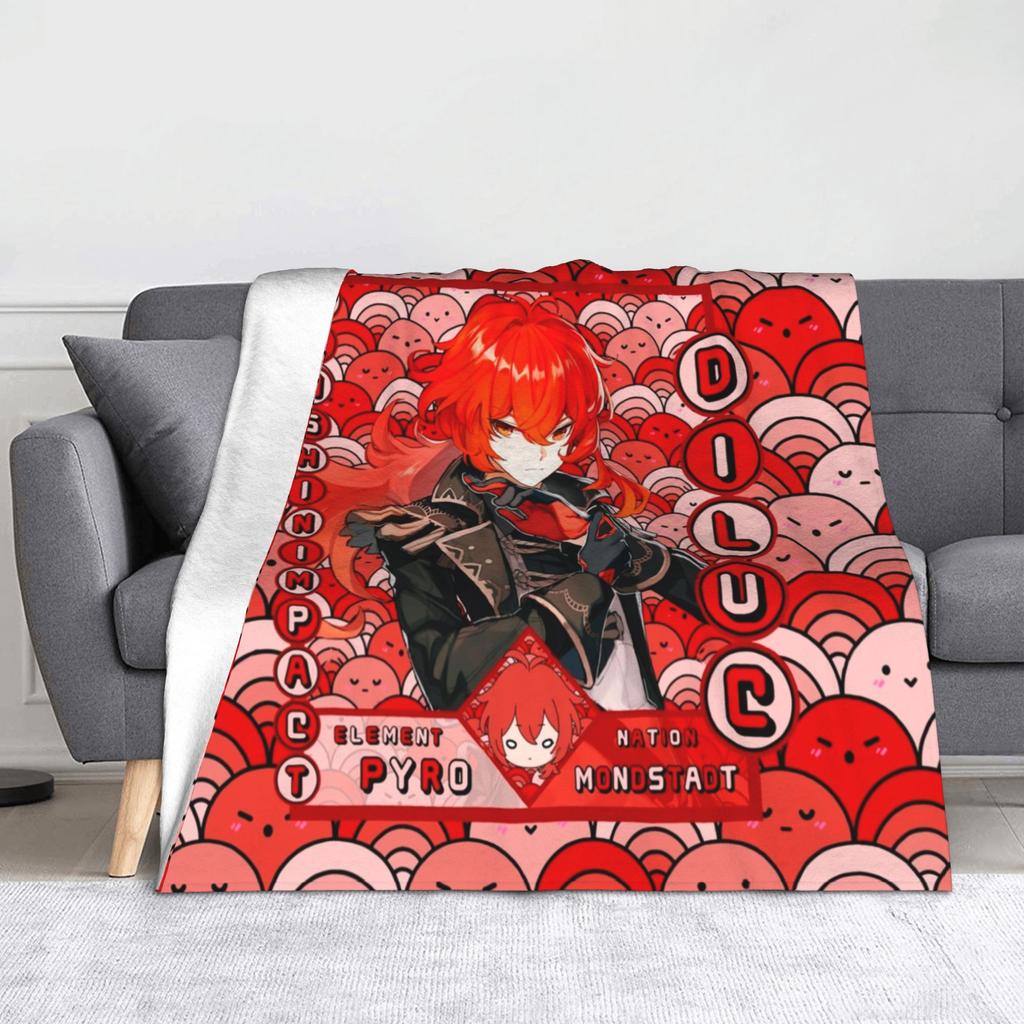 Genshin Impact Diluc Blankets Fleece Summer  Breathable Super Soft Throw Blankets for Home Bedroom Quilt