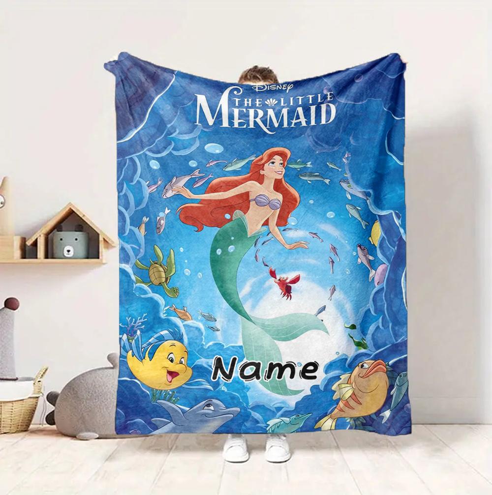 Custom Name Undersea Adventure Flannel Blanket Throw Blanket Soft Warm Sofa Bed Home Decor Unique Gift