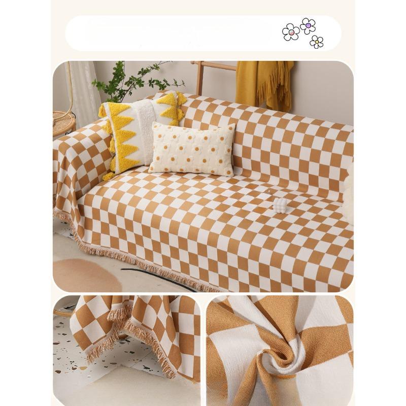 Chessboard Grid Nordic Instagram Style Sofa Cover Cloth Four Seasons Universal Dustproof Double-Sided Can Be Spread Sofa Blanket Cover Towel