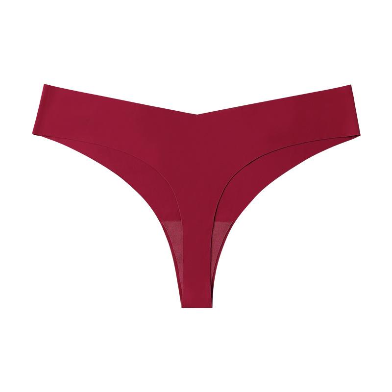 

Seamless Thongs for Women No Show Thong V-waisted Stretch Breathable Sexy Panties Underwear 3 Pack XL винний