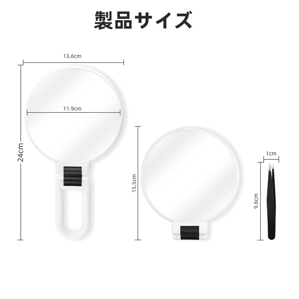 NKLWEN Folding Makeup Mirror with 30x Includes Tweezers and Travel Circular White Magnification, Tabletop/Hanging/Handheld, 3-Way, Handle, Mirror,