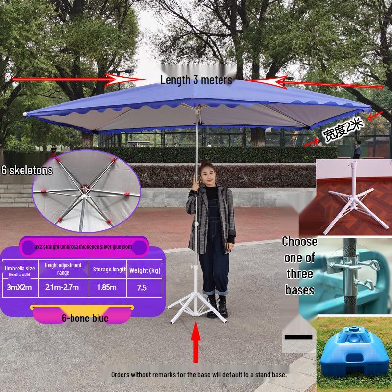 Large Outdoor Rectangular Sunshade Umbrella - Commercial Folding Awning for Courtyard