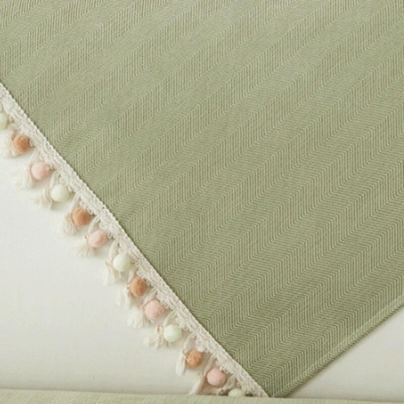 Cotton Ball Tassels Couch Mat Comfortable Non Slip Dustproof Sofa Towel Versatile Living Room Decoration Daybed Cushion