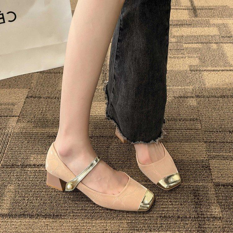 [Youshilai] Internet celebrities have the same single shoes for women's 2025 spring new gentle and versatile shallow mouth square head Mary Jane shoes