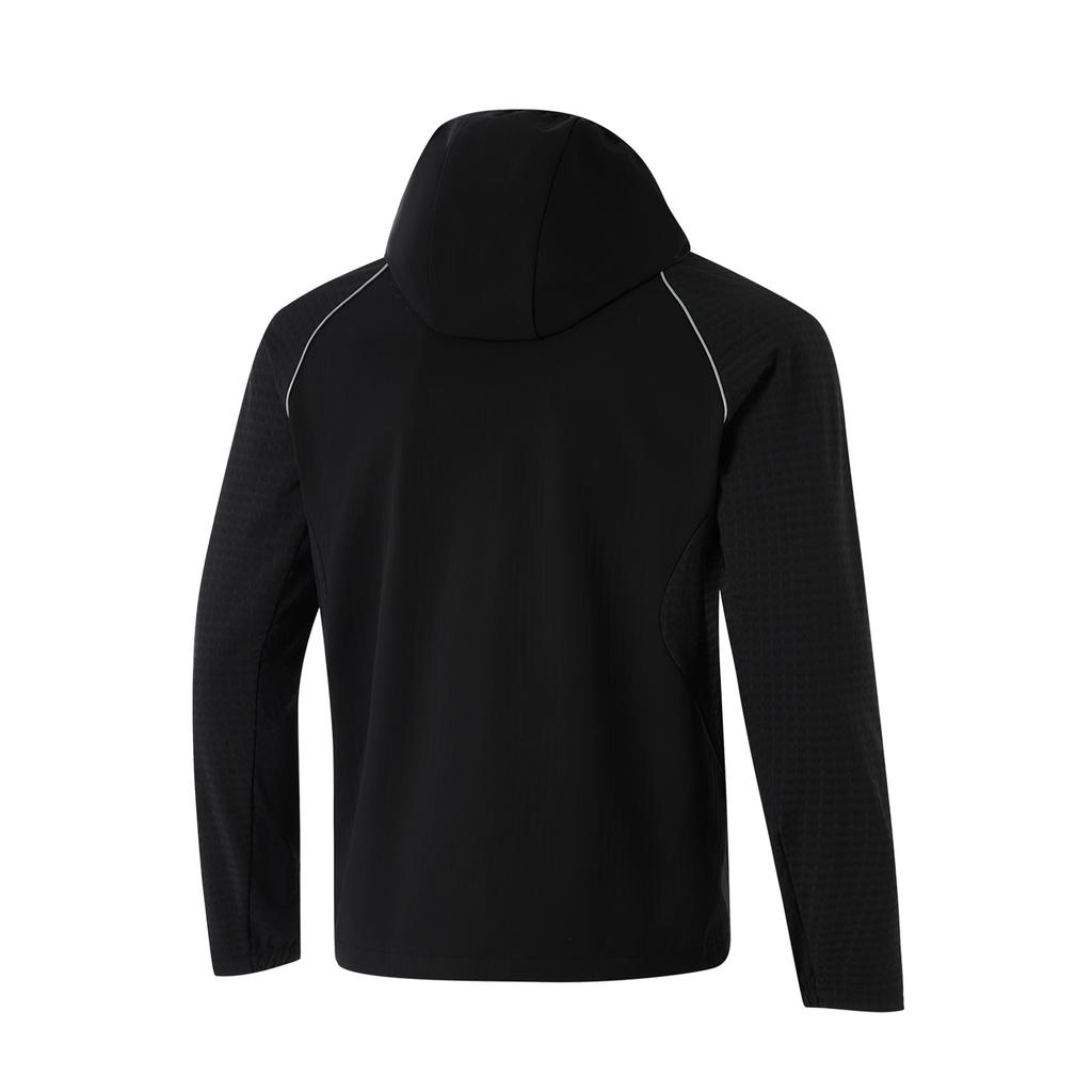 Li-Ning Wasserabweisende Softshelljacke mit Kapuze und Logo Herren Jacken Schwarz AFDU349-1
