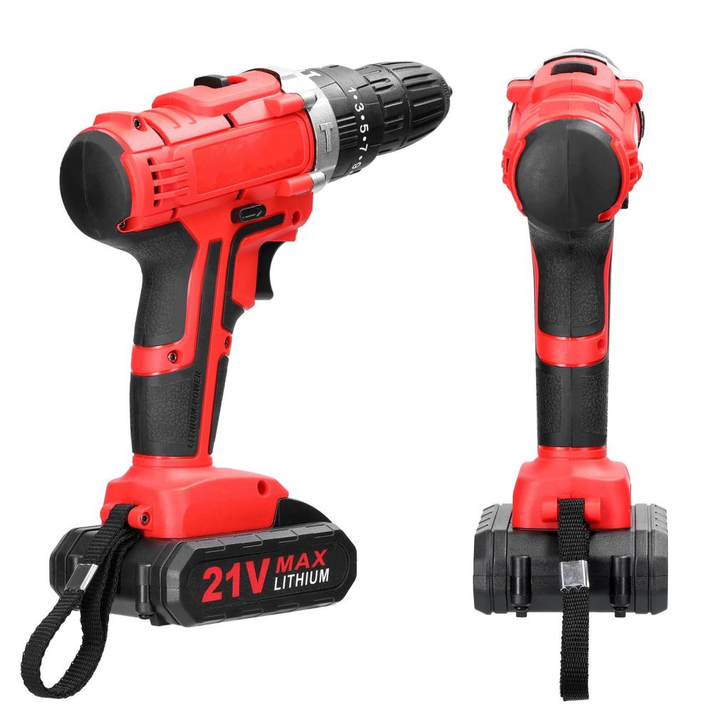 Haushalts-Multifunktions-21-V-Bohrmaschine, 3 Arbeitsmodi, 2 Geschwindigkeitsregelung, stufenlose Geschwindigkeit