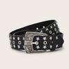 Punk Rivets Studded Belt With Adjustable Length PU Leather Metallic Design Waistband For Women Girl Casual Party Outfit