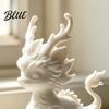 Layered Dragon Mane Sculpture 3D Printed Qilin Statue, Traditional Chinese Mythical Beast Figurine, Auspicious Customizable White Base Decoration