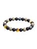 Triple Protection Natural Stone Beads Bracelet Tiger's Eye for Courage Obsidian for Grounding & Pyrite for Wealth Health Jewelry