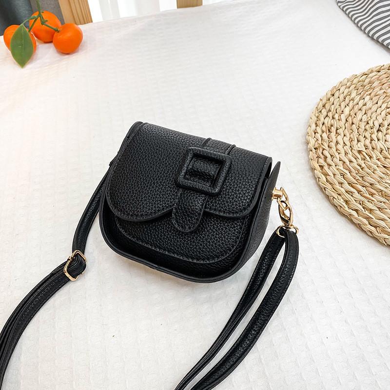 Trendy Korean Style Mini Shoulder Bag For Kids Stylish Pu Crossbody Accessory Black Pink Purple White