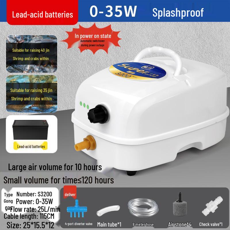 High-Power Adjustable Lithium Battery Oxygen Pump for Fish Tanks and Ponds