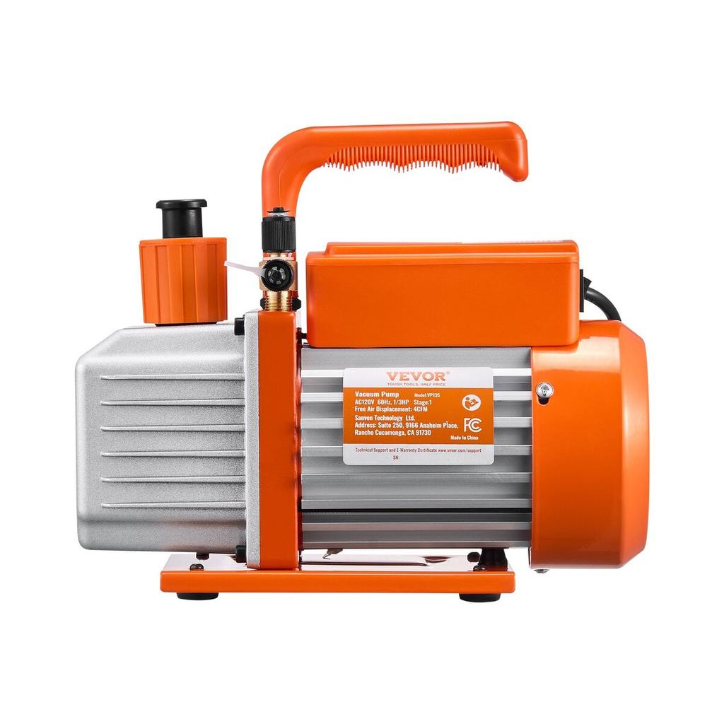 Vacuum Pump 4 CFM HVAC Single Stage Rotary Vane Vacuum Pump Oil Included
