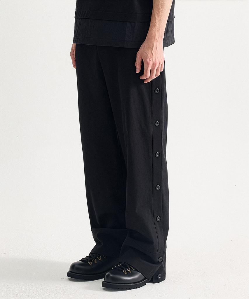 Eichijig Side Placket Cuff Wide Trousers - Black