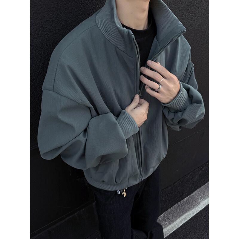 Men Cool Black Jacket Men Autumn Fashion Casual Baseball Coat Youth Zipper Pocket Jackets Man Soild Color Outerwear