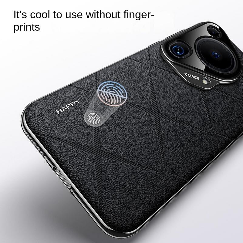 Luxury Plain Leather + Camera Lens Protection Case For Huawei Pura 70 Ultra Pura 70 Pro P60 Pro P60 Hard Slim Good Texture Cover