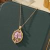 Monet-Inspired Flower Pendant Necklace, Hand-Painted, High-End Stainless Steel Clavicle Chain, New Chinese Style