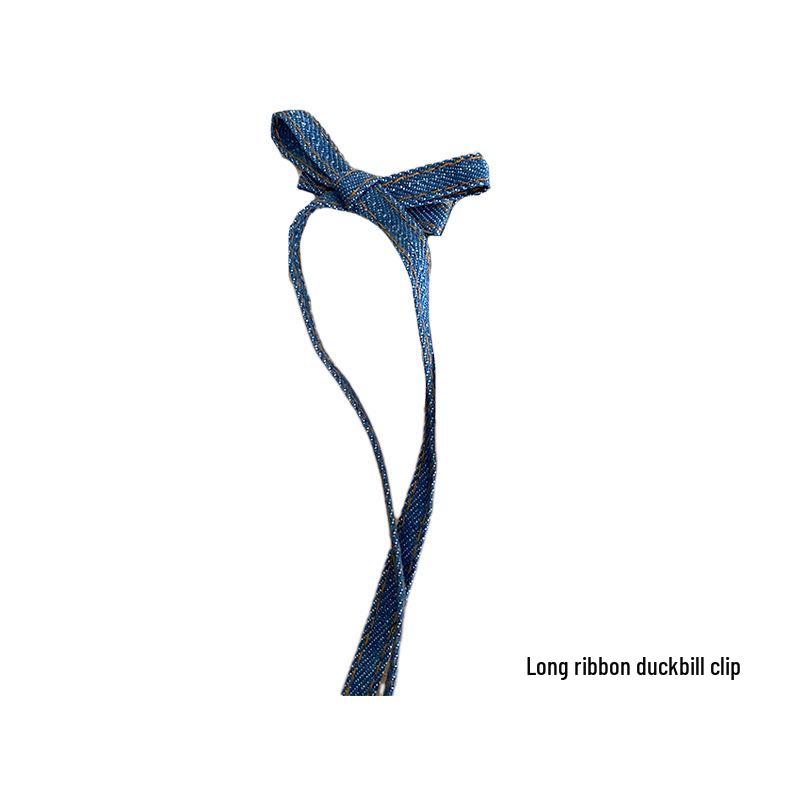 Retro Denim Bow Hair Clips – 2024 High-End Bangs Claw Clips