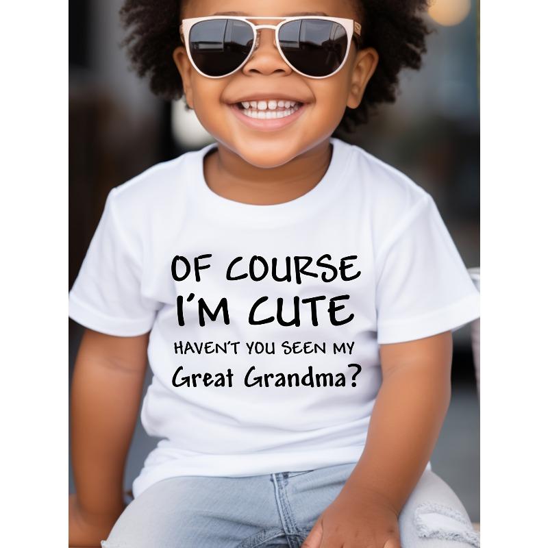 European Sizes Children OF COURSE Print Boy's T-shirt, Casual Short Sleeve Comfortable Versatile Tee Tops For Summer