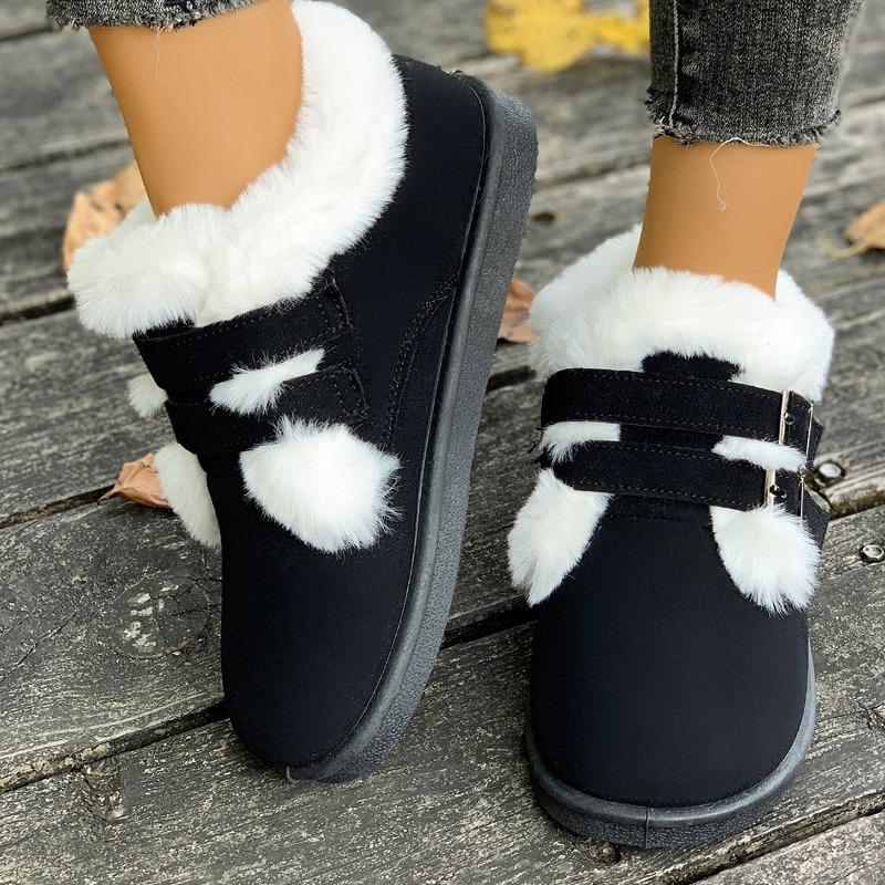 Women's Fleece-Lined Slip-On Loafers – Fuzzy Warm Lining, Flat Sole, Cozy Winter Snow Boots