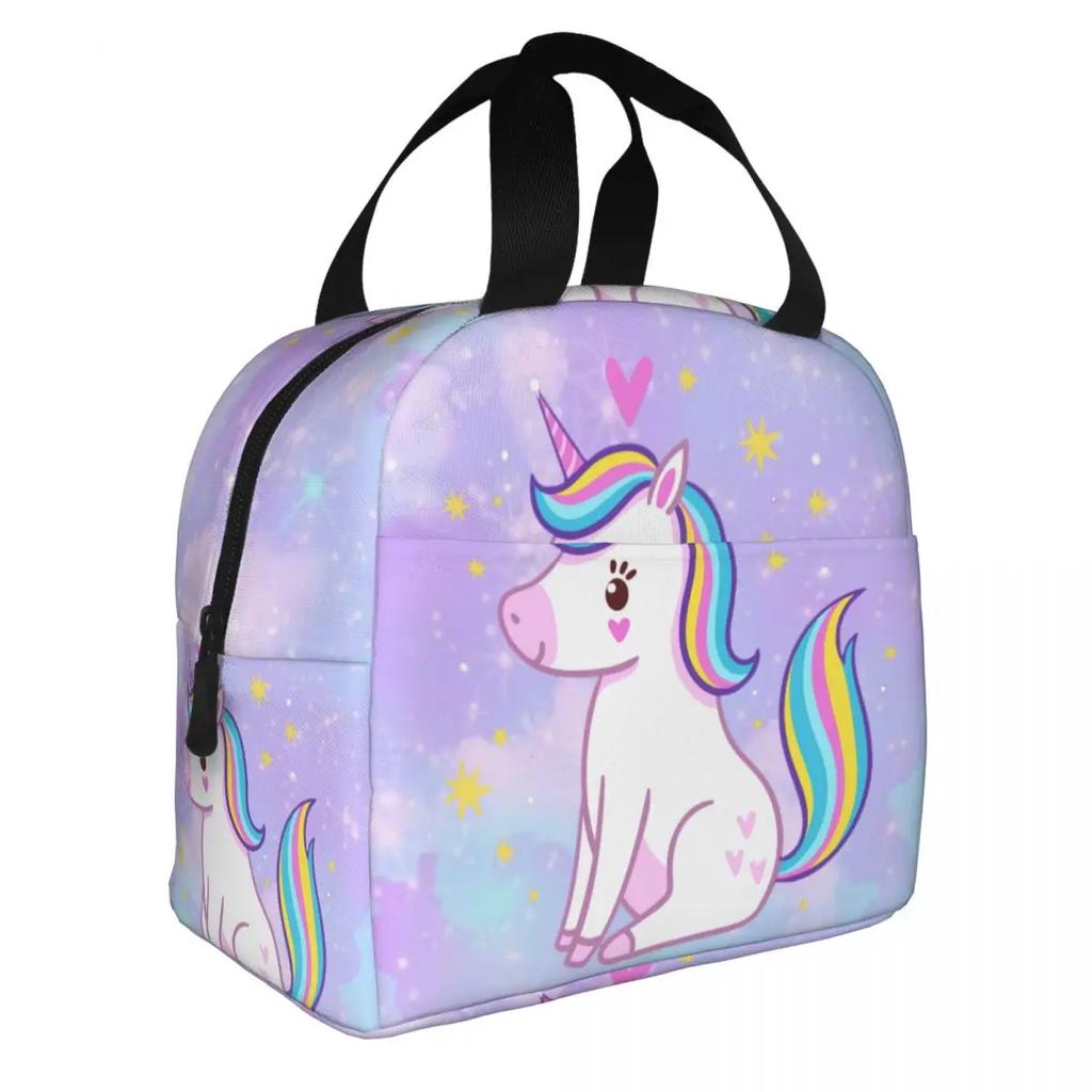 Schattig Eenhoorn Cartoon Patroon Draagbare Lunchbox Vrouwen Waterdicht Thermisch Koeler Voedsel Geïsoleerde Lunchtas School Kinderen Student
