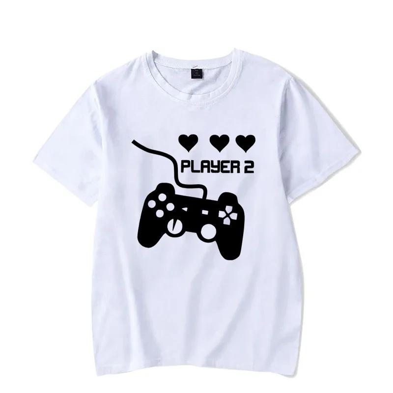 Couple T Shirt Layer 1 and Player 2 Game Graphic Tshirts Harajuku Men Women Tee Shirt Summer Short Sleeve Lovers Couple T-shirt