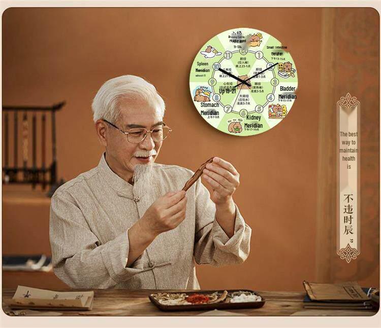 Traditional Chinese Medicine Meridian Health Wall Clock with Silent Mechanism