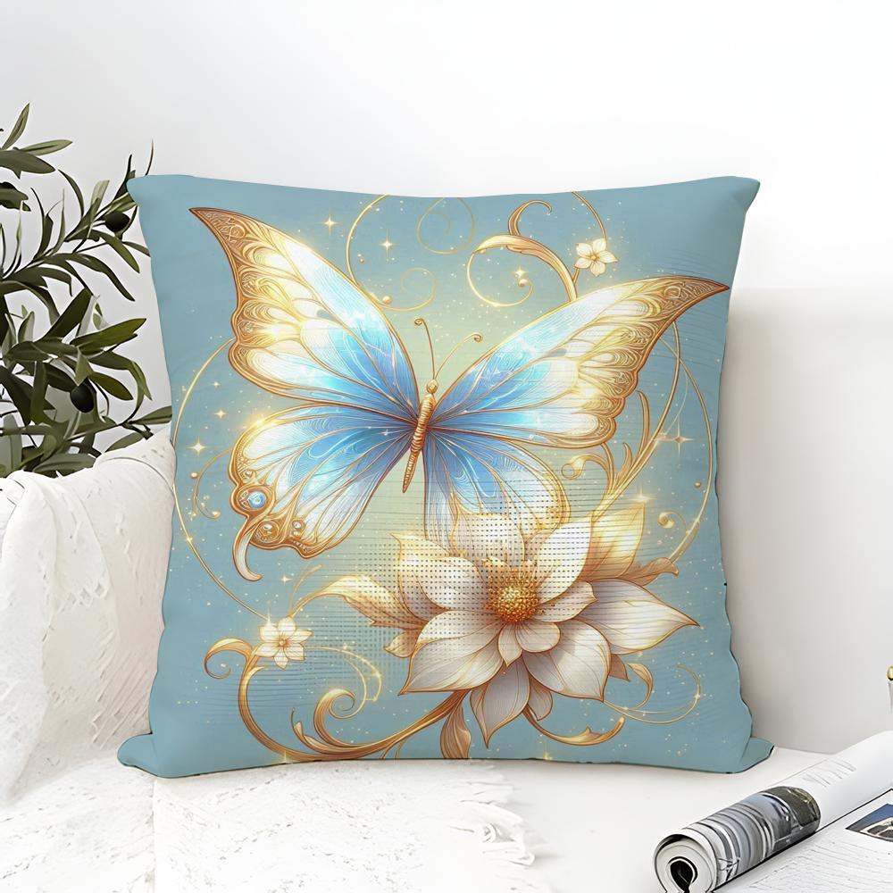 Colorful And Beautiful Butterfly Pillow Case Linen Pillow Case Sofa Home Decor Cushion Cover Cushion Cove