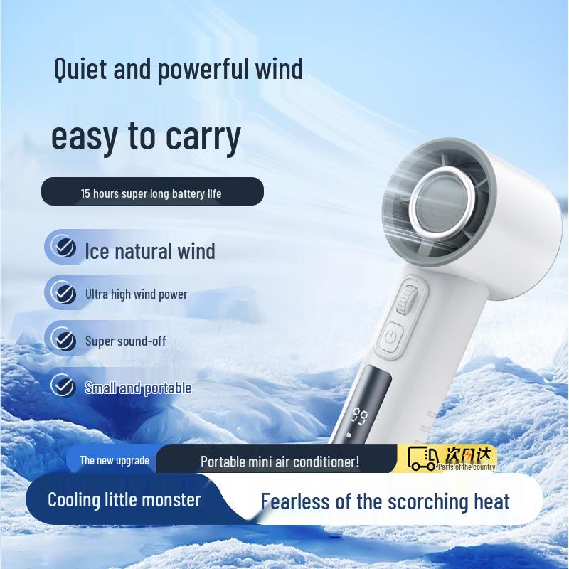 Portable USB Rechargeable Handheld Fan with 100 Speeds, Digital Display, Strong Wind, Brushless Motor