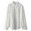 DIMANAF New Spring Shirt Women 2025  Lace Blouse Long Sleeve Basic Fashion Tops Tees Casual Loose White Tees