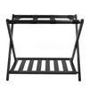 Luggage Rack Black Folding Double Layers Wooden Ultra Wide Strong Load Bearing Suitcase Stand for