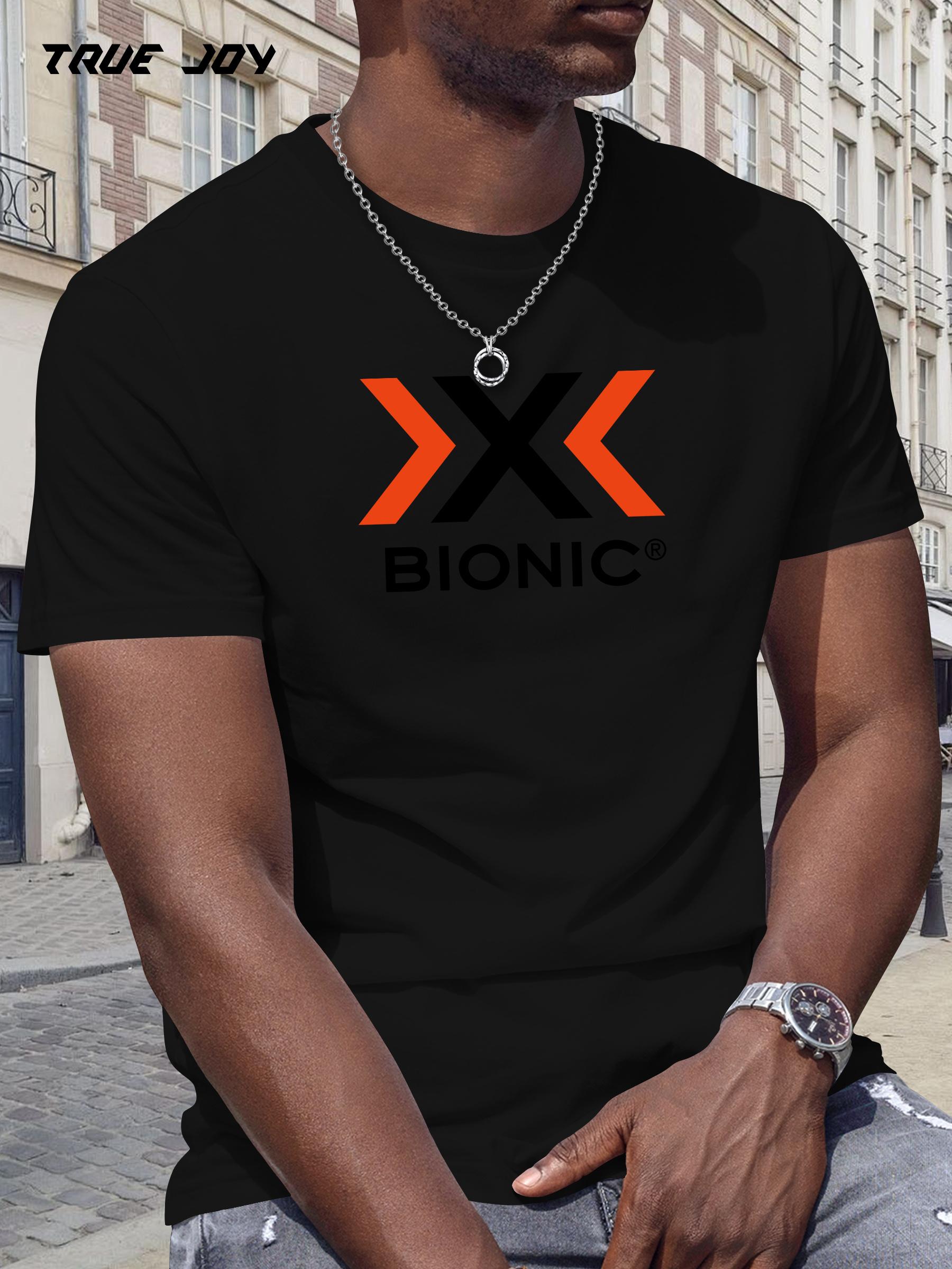 

Bionic Urban Streetwear Graphic Print T-shirt - Black with Orange & White Lettering XL