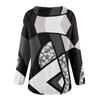 Women's Fashion Casual Zipper V- Neck Irregular Striped Geometric Print Long Sleeve Jacket