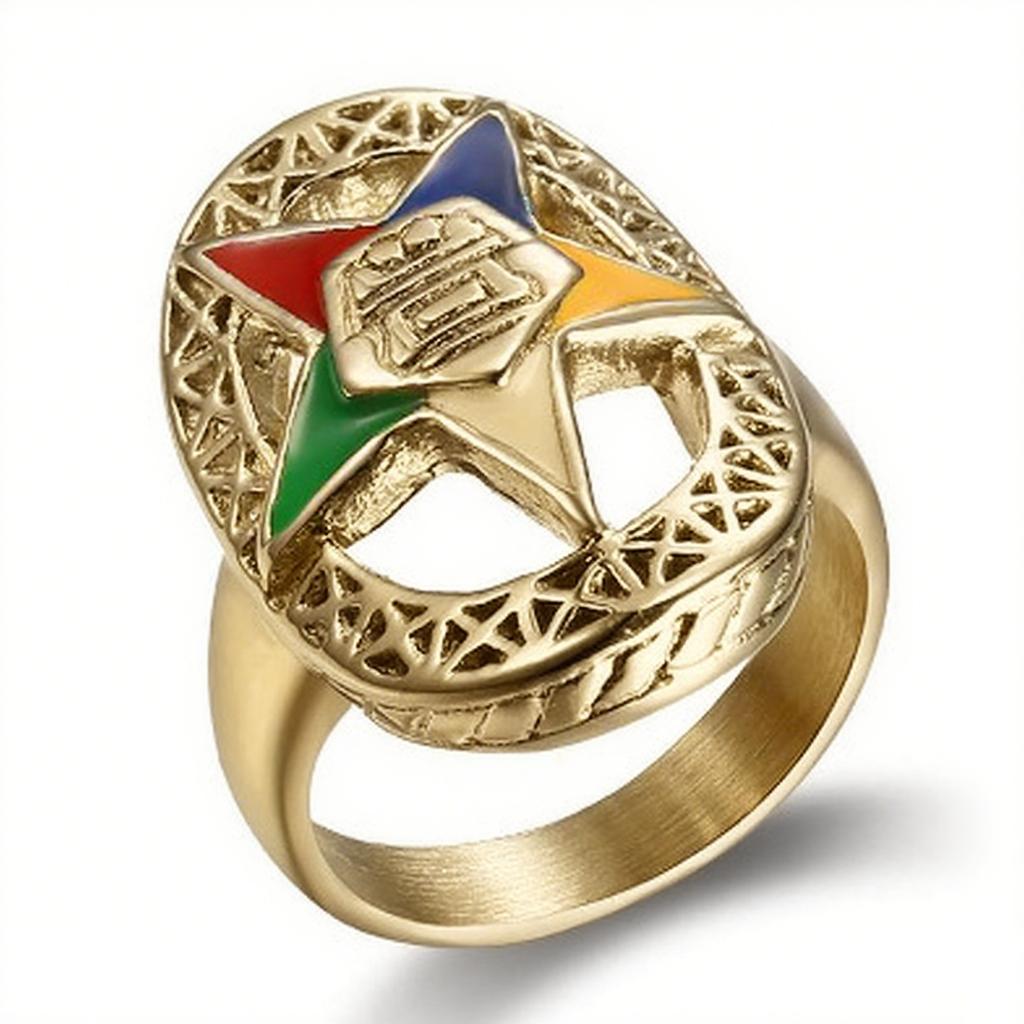Men'S And Women'S Titanium Steel Epoxy Star Ring Stainless Steel Water Drop-Shaped Pentagram Epoxy Ring Ring