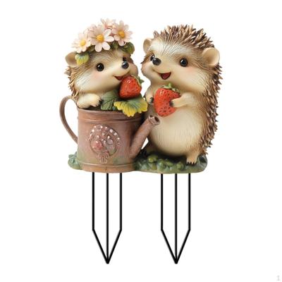 Lawn Stake Flower Pots Decor Acrylic Hedgehog 2D Flat Backyard Decoration Animal Sculpture Yard Sign