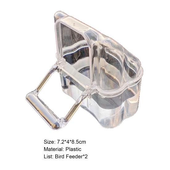 2Pcs Parrot Feeder Large Capacity Water Bowl Transparent Bird Trough Pet Food Dispenser Cage Accessories