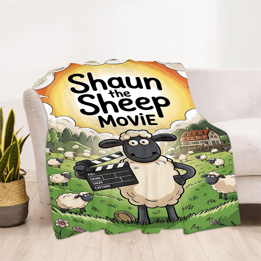 1pc Sheep Shaun Outdoor Blanket Lightweight Flannel, Soft & Warm, All-Season Use for Sofa, Outdoor, Camping, Living Room, Office081
