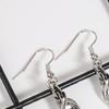 Goth Bat Vintage Silver Finish Long Hook Dangle Drop Earrings Antique Jewelry