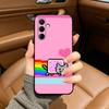 Cute N-Nyan -C-Cat Phone Case For Samsung Galaxy A73,A71 A72,A70,A53,A52,A51,Soft Silicone Black Cover