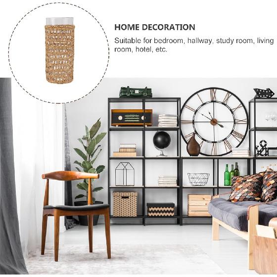 DOITOOL Rattan Glass Cup Drinking Glasses, Clear Glass Cocktail Cup Beverage Drinking Cup for Water Juice Beer Coffee