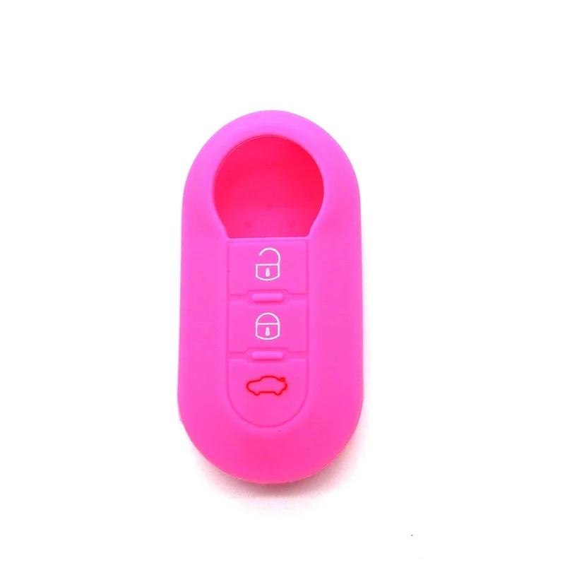 3 Buttons Silicone Car Key Case Cover For Fiat 500 Flip Folding Remote Key Shell For Fiat Punto Panda Car Accessories
