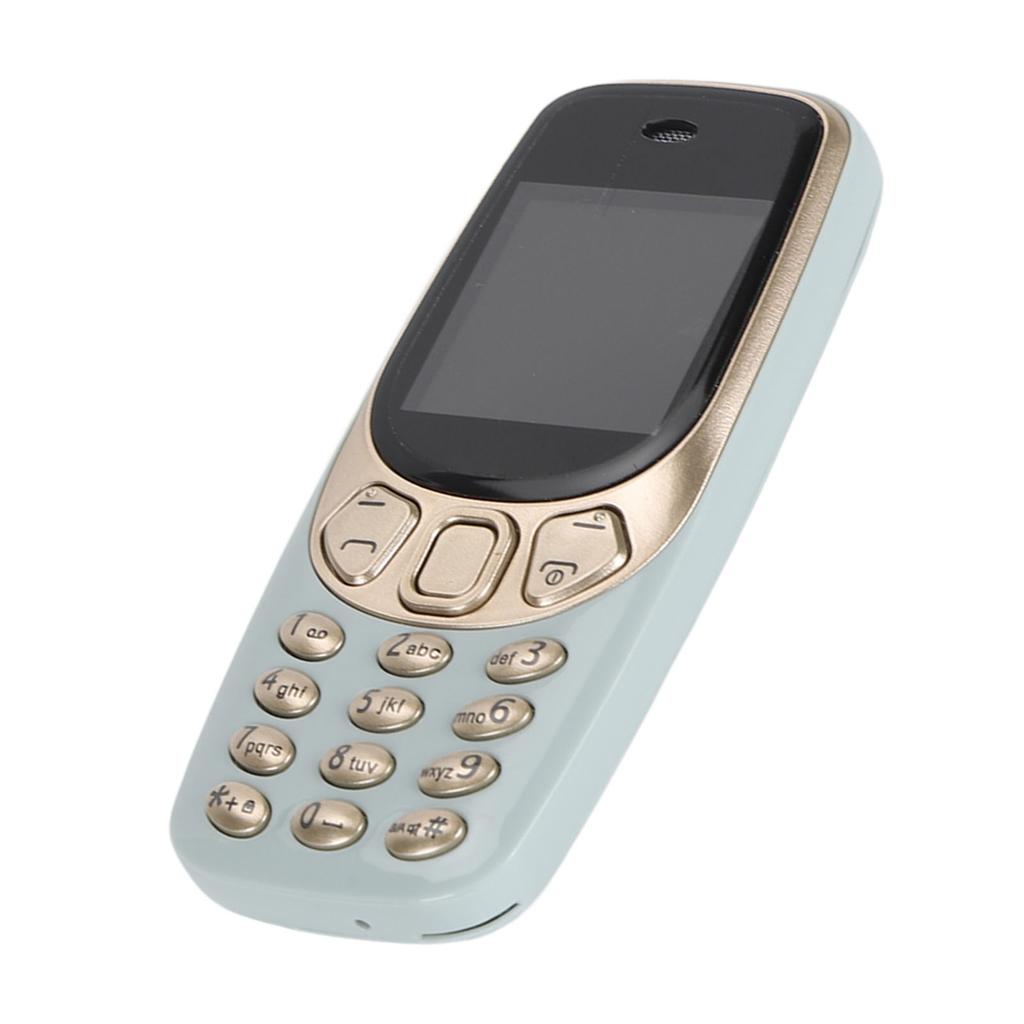 3 in 1 Mini Mobile Phone Hands Free Bluetooth Dialer Low Radiation 3 SIM Card GSM Unlocked Phone Green Gold