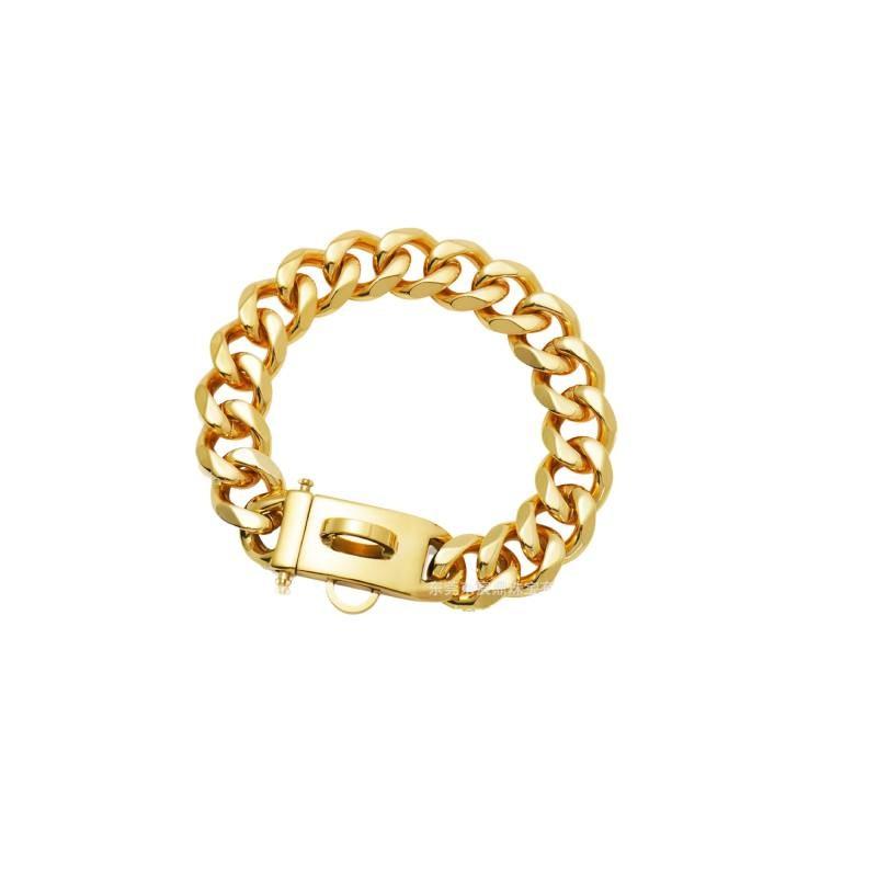 Bequemes 19mm Goldfarbenes Edelstahl Hundekettenhalsband Mit Stilvollem Karomuster