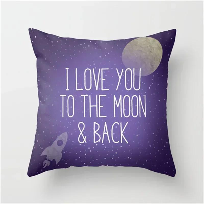 2024 Galaxy INS Wind Purple Geometric Moon Print Pillowcase Living Room Office Sofa Cushion Cover Waist Pillowcase 45*45CM