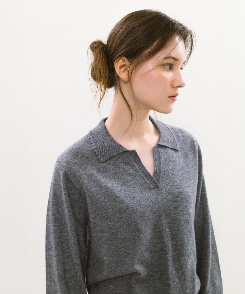 YUPPE Frill Collar Knit_Gray