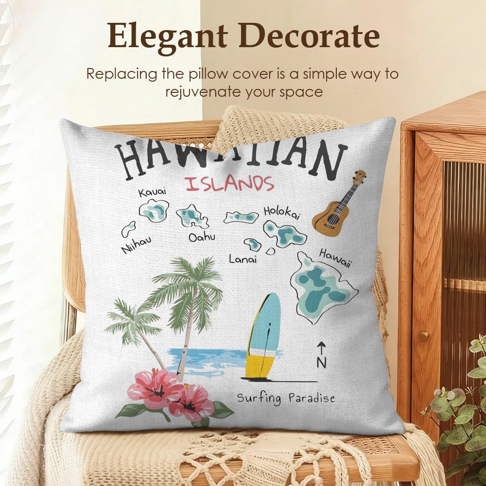 Summer Style Illustration Cushion Cover Natural Linen Organic Fabric DoubleSided Printing Sofa Home Decor Gift Pillow Case