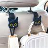 2pcs Cartoon Cute Cat Car Clip Backseat Hook Organizer Holder