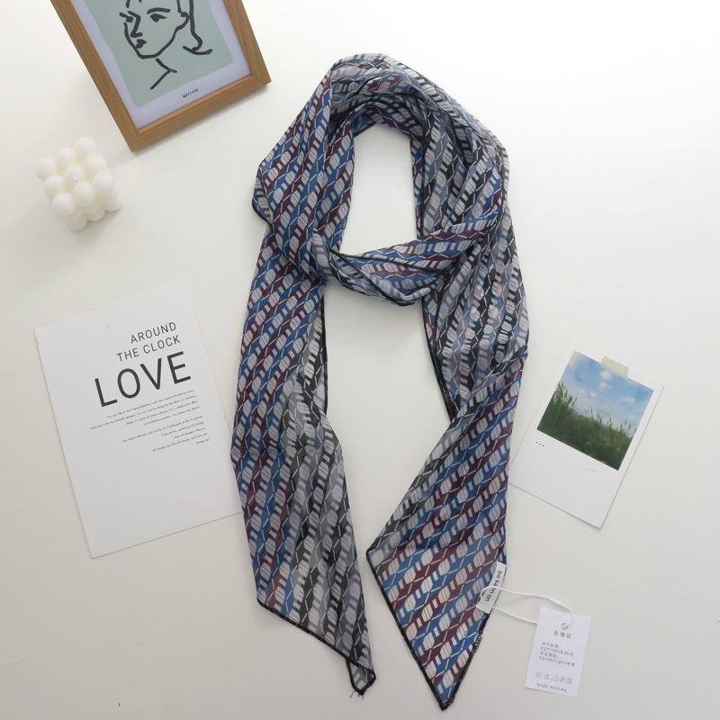 2025 Nische Persönlichkeit Colorblock Seidenschal: Vielseitiges und modisches dünnes Krawattenband-Accessoire für Damen