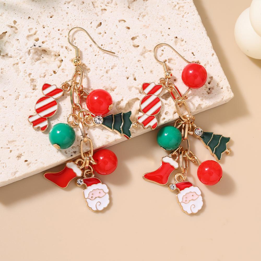 New Christmas Drop Earrings for Women Girls Sock Snowman Dangle Earrings Pendants Kid's New Year Jewelry Gifts